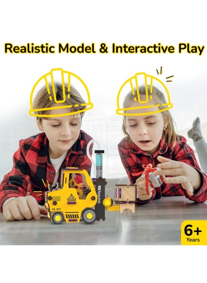 سمارتيفيتي سيارة لعبة رافعة شوكية هيدروليكية من سمارتيفيتي للأطفال من 6 إلى 14 سنة | مركبة بناء | هدية عيد ميلاد للأولاد والبنات | لعبة علمية STEM للأطفال من 6 إلى 14 سنة، متعددة الألوان - Image 5